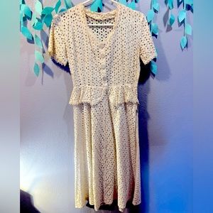 Vintage 1940s white lace dress
